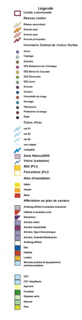 Légende du plan de secteur de la commune de Sainte-Ode