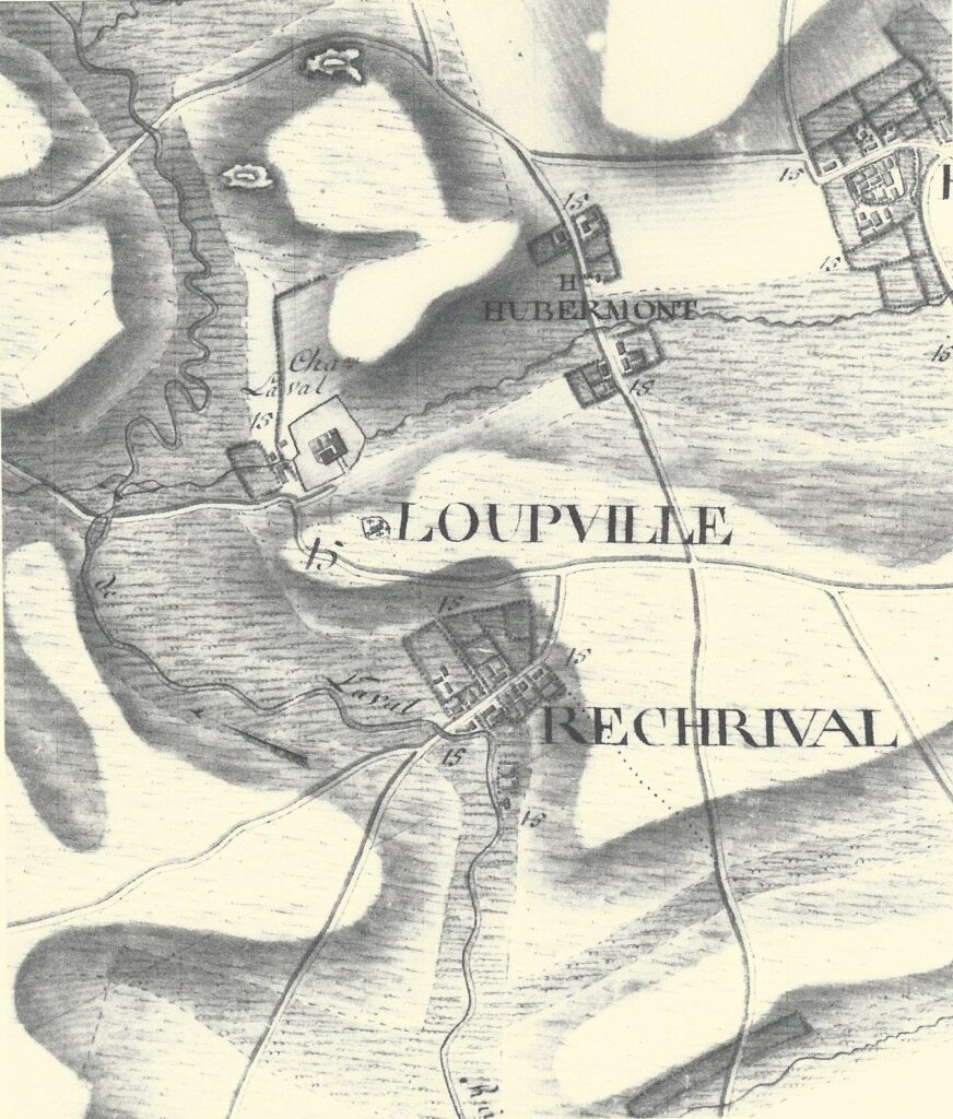 Carte de Ferraris de 1771 : la vallée du Laval à Loupville et Rechrival